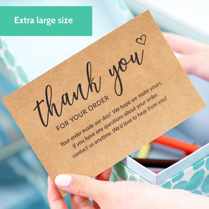 T MARIE 50 Large 4x6 Kraft Thank You Cards Small Business Supplies for Boutique Shops - Thank You For Your Order and Thanks For Supporting My Small Business - Bulk Thank You For Shopping Cards - Image 2